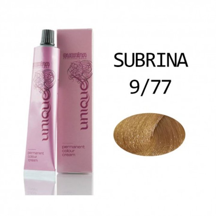 Subrina Professional, Unique, Permanent Hair Dye, 9/77 Very Light Blond - Intense Chestnut, 100 ml - Teknashop Ltd