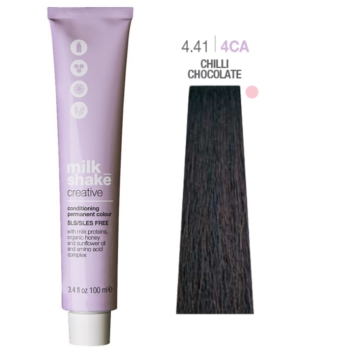 Milk Shake, Creative, SLS/SLES-Free, Permanent Hair Dye, 4.414CA Chili Chocolate, 100 ml - Teknashop Ltd
