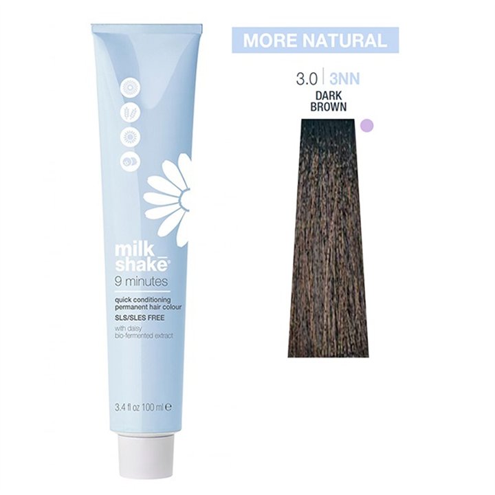 Milk Shake, 9 Minutes, SLS/SLES-Free, Permanent Hair Dye, 3.03NN Dark Brown, 100 ml - Teknashop Ltd
