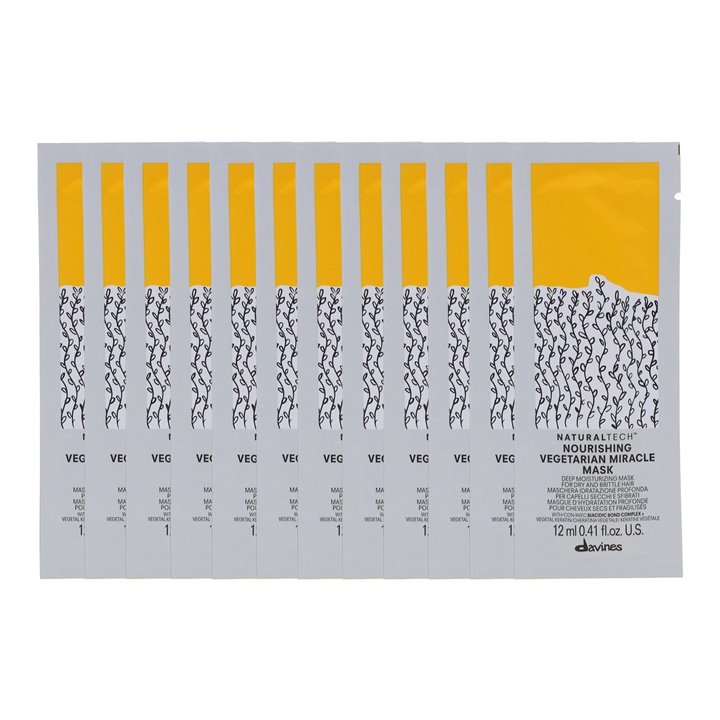 Set, Davines, Natural Tech Nourishing Hair Building Pack, Hair Treatment Cream Mask, 12 pcs, 12 ml - Teknashop Ltd