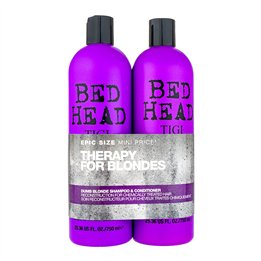 Set Tigi: Bed Head Dumb Blonde, Hair Shampoo, 750 ml + Bed Head Dumb Blonde, Keratin, Hair Conditioner, Repairs, 750 ml - Teknas