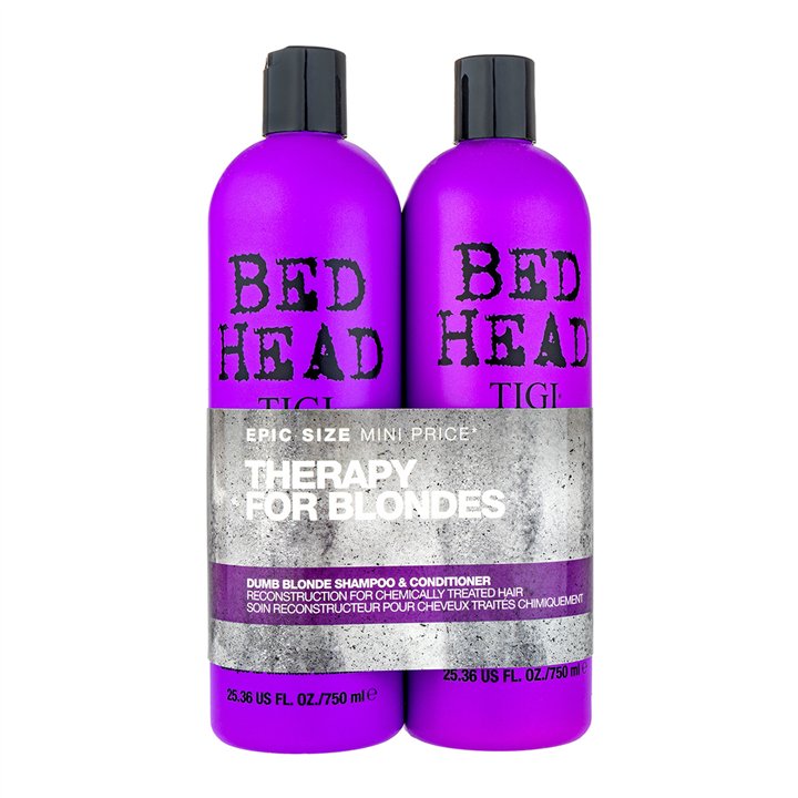 Set Tigi: Bed Head Dumb Blonde, Hair Shampoo, 750 ml + Bed Head Dumb Blonde, Keratin, Hair Conditioner, Repairs, 750 ml - Teknas