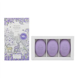 Set Trio, Woods Of Windsor, Lavender, Cleaning, Lavender, Massage Soap Bar, Shea butter, 3 pcs, 60 g - Teknashop Ltd