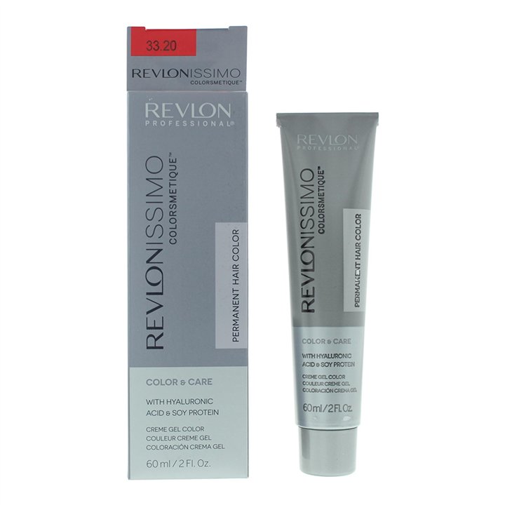Revlon, Revlonissimo Colorsmetique, Soy Protein, Permanent Hair Dye, 33.20 Intense Dark Burgundy, 60 ml - Teknashop Ltd