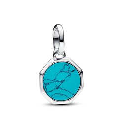 PANDORA CHARMS Mod. ENGRAVABLE MINI MEDALLION - TURQUOISE - WW.793388C01 - Teknashop Ltd