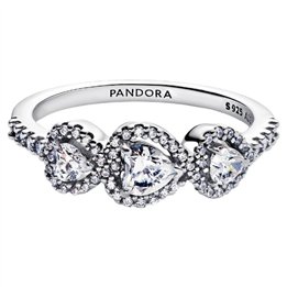 PANDORA Mod. HALO HEART TRILOGY RING - WW.194413C01-56 - Teknashop Ltd