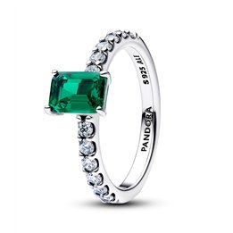 PANDORA JEWELRY Mod. RECTANGULAR SPARKLING GREEN HALO RING - WW.194506C01-54 - Teknashop Ltd