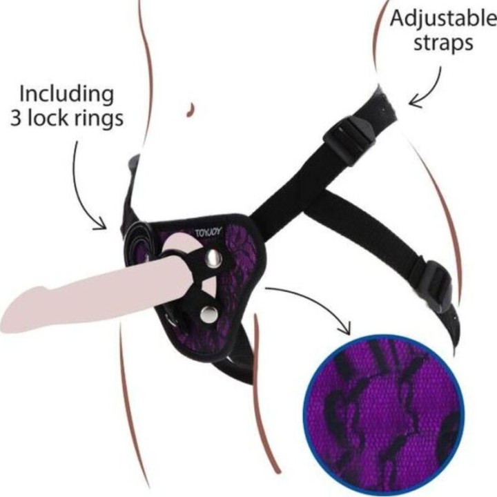 GET REAL - STRAP-ON LACE HARNESS PURPLE - D-234615 - Teknashop Ltd