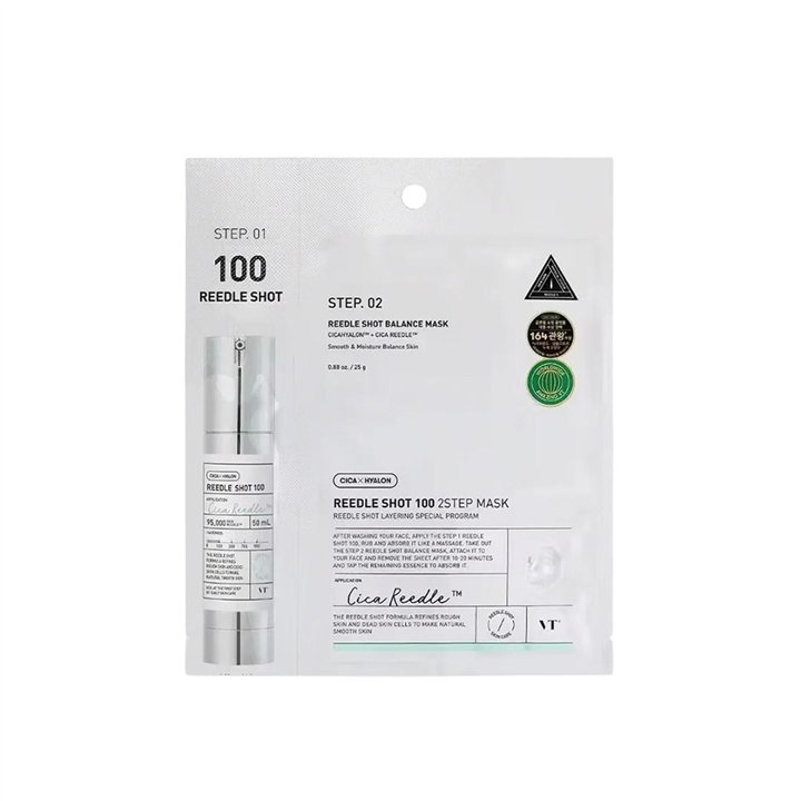 VT Cosmetics, Reedle Shot 100 2 Step, Firming & Hydrating, Sheet Mask, For Face, 26.5 g - Teknashop Ltd
