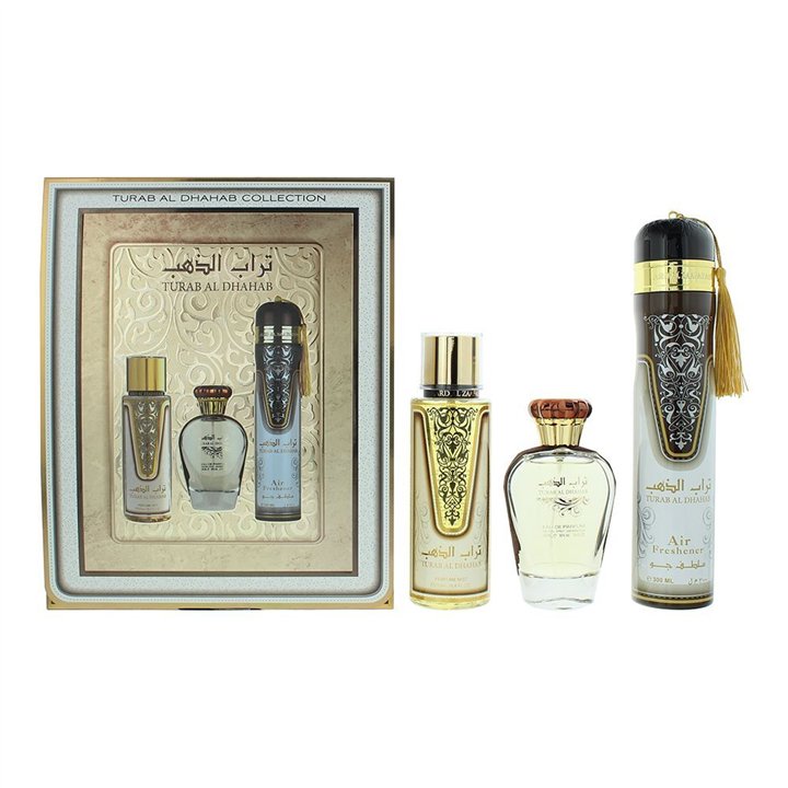 Set Ard Al Zaafaran: Turab Al Dhahab, Eau De Parfum, For Women, 100 ml + Turab Al Dhahab, Deodorant Spray, For Men, 250 ml + Tur