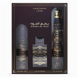 Set Lattafa: Bade'e al Oud Amethyst, Eau De Parfum, For Men, 100 ml + Bade'e al Oud Amethyst, Body Spray, 200 ml + Bade'e al Oud