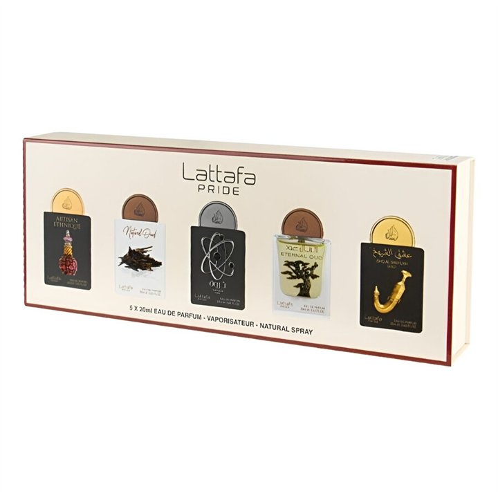 Set Lattafa: Artisan Ethnique, Eau De Parfum, For Women, 20 ml + Natural Oud, Eau De Parfum, For Women, 20 ml + Tharwah Silver, 