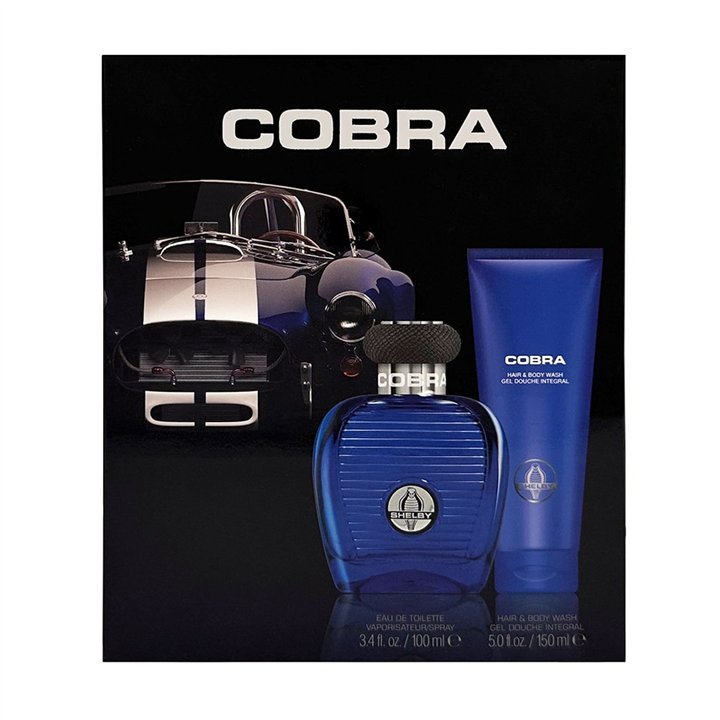 Set Carroll Shelby: Blue Cobra, Eau De Toilette, For Men, 100 ml + Blue Cobra, Shower Gel & Shampoo 2-In-1, 150 ml - Teknashop L