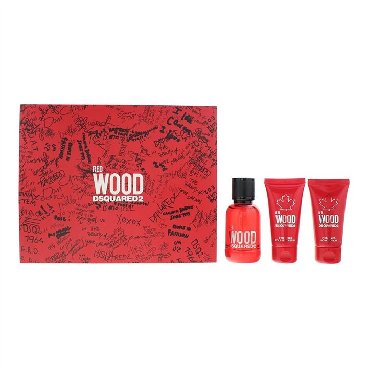 Set Dsquared 2: Red Wood, Eau De Toilette, For Women, 50 ml + Red Wood, Shower Gel & Shampoo 2-In-1, 50 ml + Red Wood, Body Loti