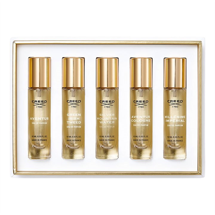 Set Creed: Aventus, Eau De Parfum, For Men, 10 ml + Green Irish Tweed, Eau De Parfum, For Men, 10 ml + Silver Mountain Water, Ea