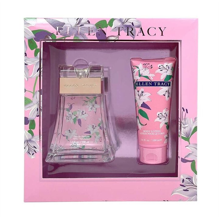 Set Ellen Tracy: Pink Sparkling, Eau De Parfum, For Women, 100 ml + Pink Sparkling, Hydrating, Body Lotion, 100 ml - Teknashop L