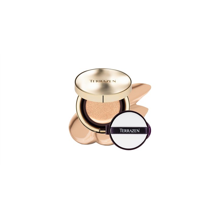 Terrazen, Perfect Finish Cushion, Radiant Finish, Cream Foundation, 21, Light Beige, SPF 50+, 15 g - Teknashop Ltd