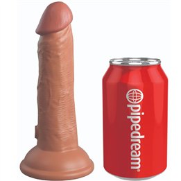 KING COCK - ELITE REALISTIC DILDO VIBRATING & SILICONE 15.2 CM CARAMEL - D-236628 - Teknashop Ltd