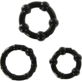 SEVEN CREATIONS - SET OF THREE BLACK PENIS RINGS - D-221988 - Teknashop Ltd
