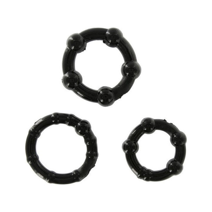 SEVEN CREATIONS - SET OF THREE BLACK PENIS RINGS - D-221988 - Teknashop Ltd