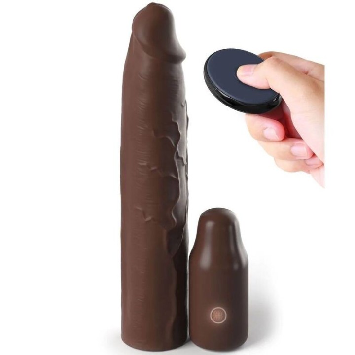 FANTASY X- TENSIONS - PIPEDREAMS SLEEVE 22,86 CM + 7,62 CM PLUG REMOTE BROWN - D-233122 - Teknashop Ltd