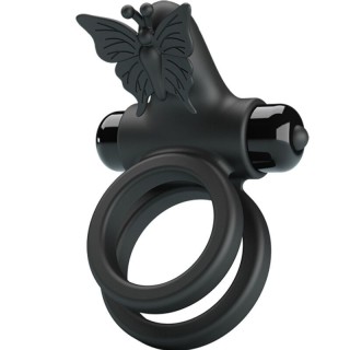 PRETTY LOVE - DOUBLE VIBRATING RING WITH BLACK STIMULATOR - D-233397 - Teknashop Ltd