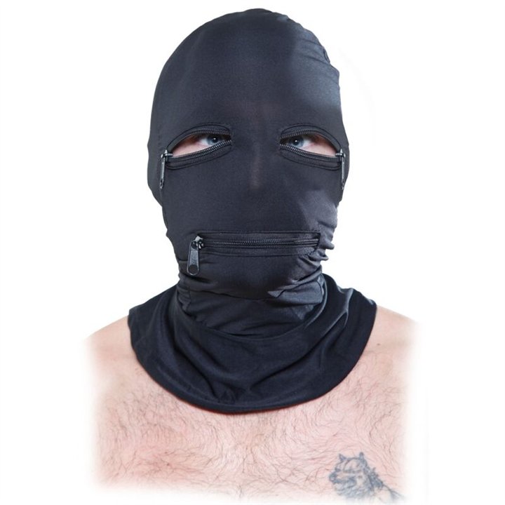 FETISH FANTASY SERIES - HOOD WITH ZIPPERS BLACK - D-236553 - Teknashop Ltd