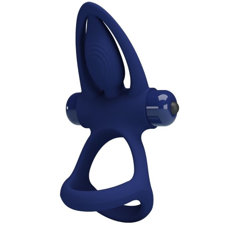 PRETTY LOVE - MAT DOUBLE RING WITH VIBRATION & STIMULATOR BLUE - D-239932 - Teknashop Ltd