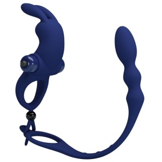 PRETTY LOVE - AYAD RABBIT VIBRATOR RING WITH PLUG BLUE - D-239934 - Teknashop Ltd