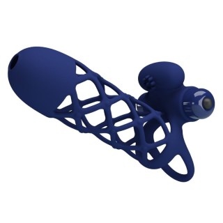 PRETTY LOVE - GIANN VIBRATOR RING WITH SILICONE SHEATH BLUE - D-239936 - Teknashop Ltd