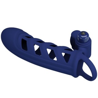PRETTY LOVE - ALTAF VIBRATOR RING WITH SILICONE SHEATH BLUE - D-239937 - Teknashop Ltd