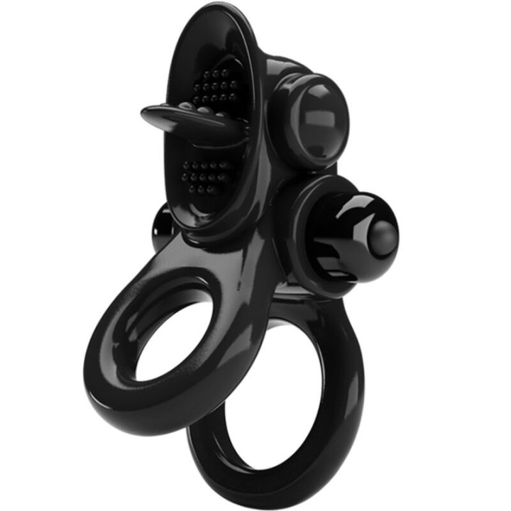 PRETTY LOVE - PASSIONATE RING DOUBLE VIBRATING RING + CLITORIS STIMULATOR BLACK - D-242412 - Teknashop Ltd