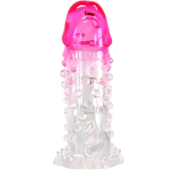 PRETTY LOVE - WILFORD REALISTIC ENLARGEMENT SHEATH WITH EMBOSSED PENIS PINK - D-242719 - Teknashop Ltd