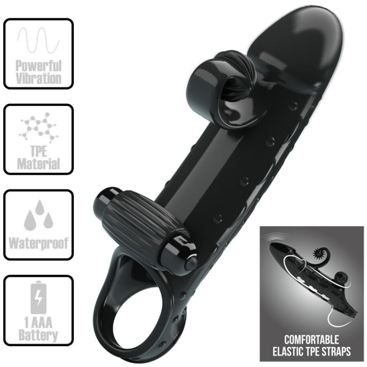 ROMANCE - VIBRATING PENIS SLEEVE BLACK - D-242741 - Teknashop Ltd
