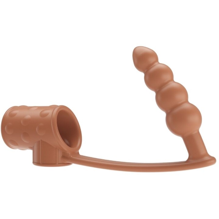 PRETTY LOVE - PENIS SLEEVE WITH ANAL PLUG NATURAL - D-242903 - Teknashop Ltd