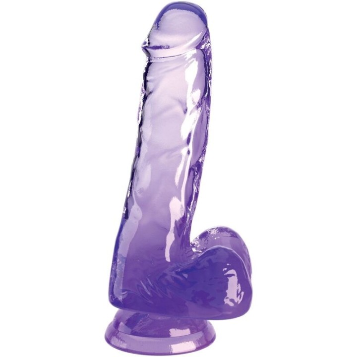 KING COCK - CLEAR REALISTIC PENIS WITH BALLS 13.5 CM PURPLE - D-236524 - Teknashop Ltd
