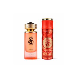 Set Paris Corner: Khair Fusion, Eau De Parfum, Unisex, 100 ml + Khair Fusion, Deodorant Spray, For Women, 200 ml - Teknashop Ltd