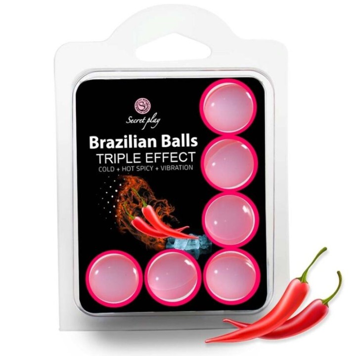 SECRETPLAY - SET 6 BRAZILIAN BALLS TRIPLE EFFECT - D-230995 - Teknashop Ltd