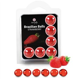 SECRETPLAY - SET 6 BRAZILIAN BALLS STRAWBERRY - D-222208 - Teknashop Ltd
