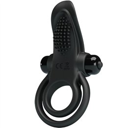 PRETTY LOVE - DOUBLE VIBRATING RING + CLITORIS STIMULATOR 10 VIBRATIONS BLACK - D-242417 - Teknashop Ltd