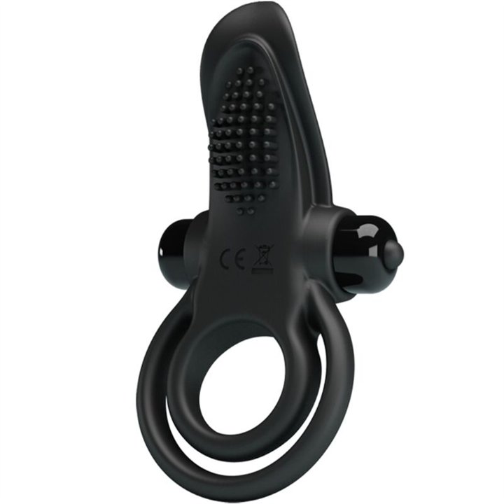 PRETTY LOVE - DOUBLE VIBRATING RING + CLITORIS STIMULATOR 10 VIBRATIONS BLACK - D-242417 - Teknashop Ltd