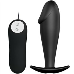 PRETTY LOVE - SILICONE ANAL PLUG PENIS FORM AND 12 VIBRATION MODES BLACK - D-211740 - Teknashop Ltd