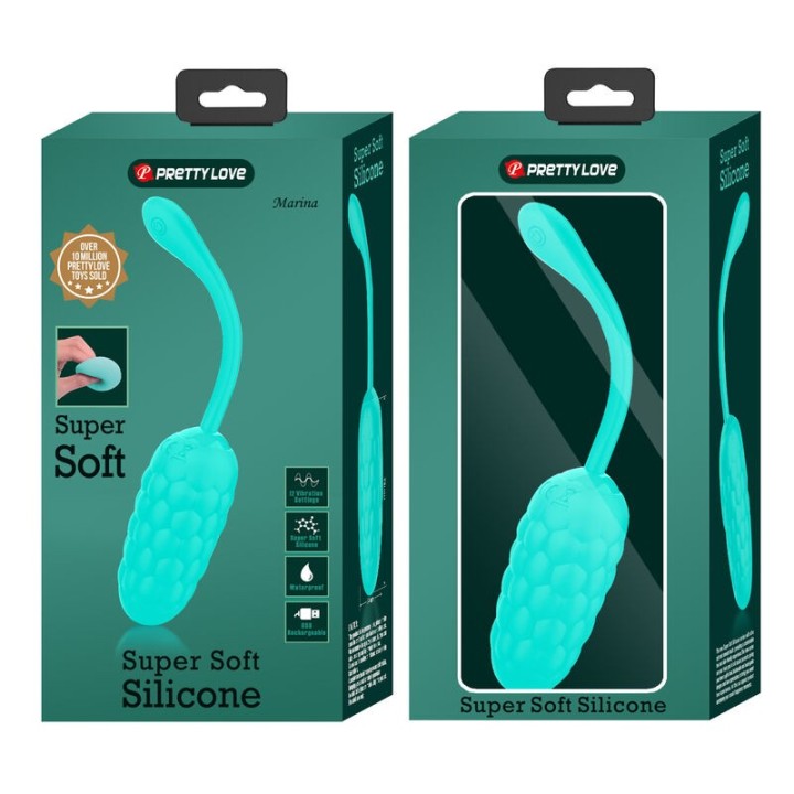 PRETTY LOVE - VIBRATING EGG WITH AQUA GREEN RECHARGEABLE MARINE TEXTURE - D-238713 - Teknashop Ltd