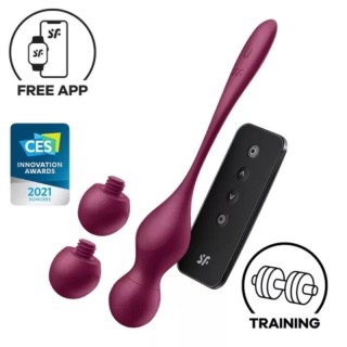 SATISFYER - LOVE BIRDS VARY VIBRATING BALLS FREE APP WINE RED - D-240522 - Teknashop Ltd