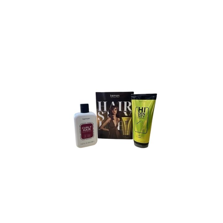 Set Kemon: Curly Hair, Hair Shampoo, Defining, 250 ml + Hi Density Control, Hair Styling Cream, 200 ml - Teknashop Ltd