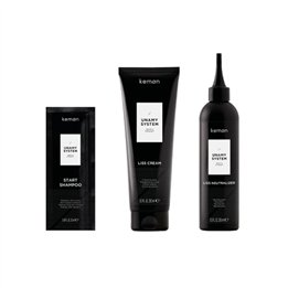Unamy System Liss Set Kemon: Start, Hair Shampoo, 20 ml + Liss Cream, Hair Treatment Cream Mask, 250 ml + Liss Neutralizer, Hair