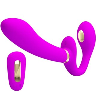 PRETTY LOVE - THUNDERBIRD DOUBLE STRAP-ON VIBRATOR REMOTE CONTROL PURPLE - D-242430 - Teknashop Ltd