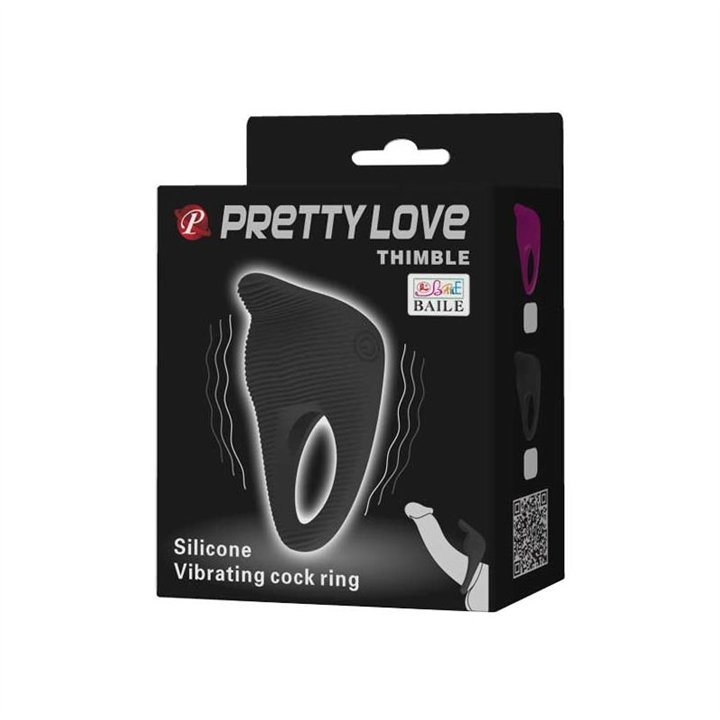 Vibrating Cock Ring Thimble Black - BI-210142 - Teknashop Ltd