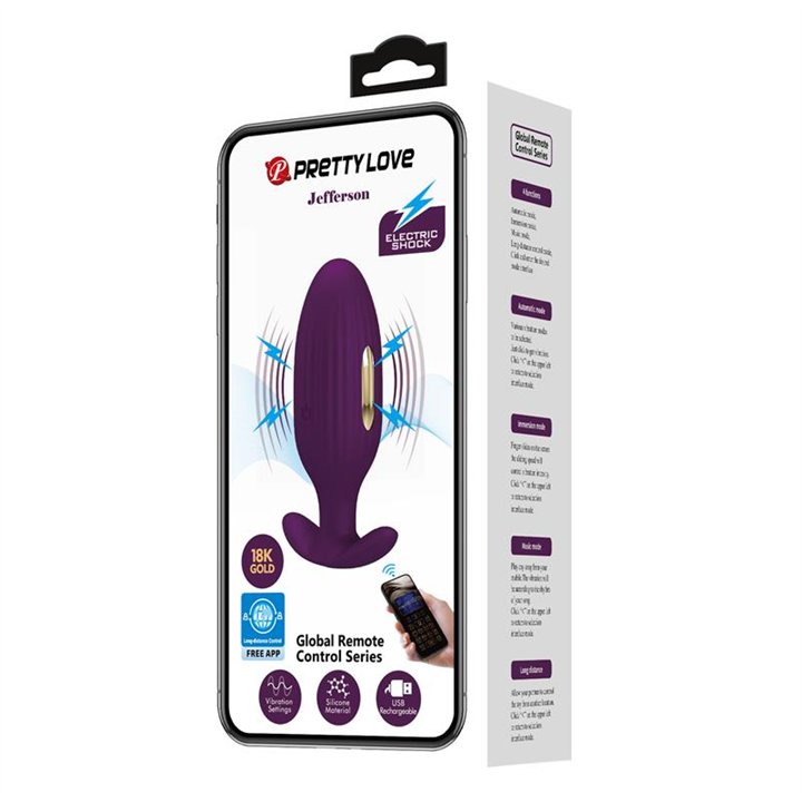 Jefferson Anal Plug with Vibration and Electroshock with App - BI-040083HP-1 - Teknashop Ltd