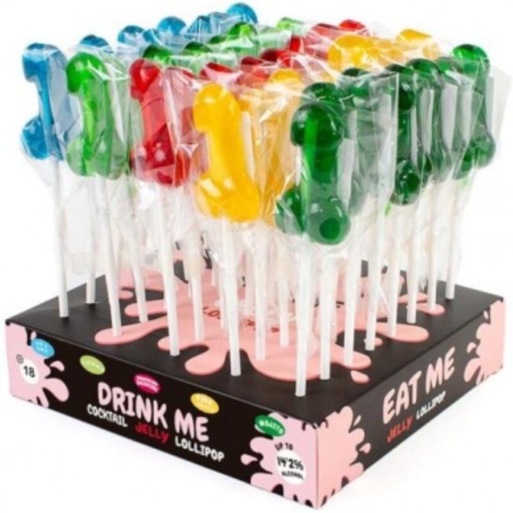 SECRETPLAY - DISPLAY ASSORTMENT PENIS LOLLIPOPS WITH ALCOHOL 40 UNITS - D-241225 - Teknashop Ltd